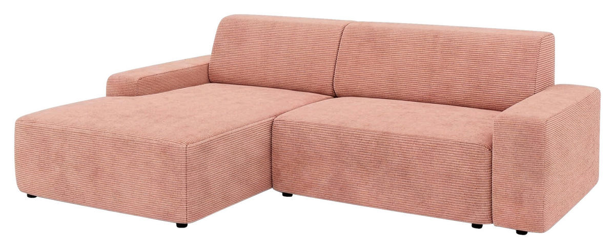 ECKSOFA Cord Pink  - Pink/Schwarz, Modern, Kunststoff/Textil (162/246cm) - Trendmanufaktur