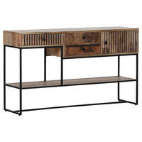 KONSOLENTISCH Mangoholz massiv Braun  - Schwarz/Braun, LIFESTYLE, Holz/Metall (130/38/75cm) - Landscape