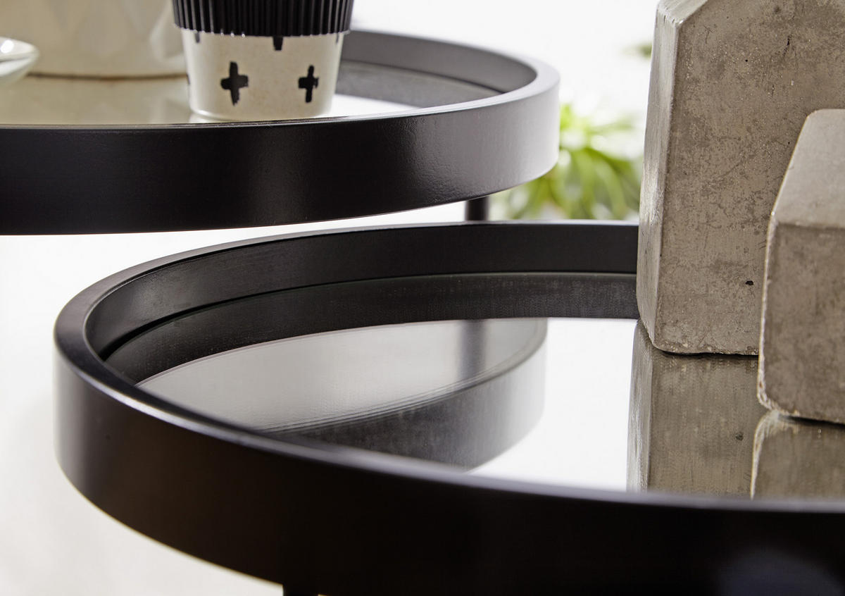 BEISTELLTISCHSET in Glas 45,5/45,5/50,5 cm  - Schwarz, Design, Glas/Metall (45,5/45,5/50,5cm) - MID.YOU