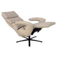 RELAXSESSEL Echtleder Kopfteilverstellung    - Ecru/Schwarz, Design, Leder/Metall (80/120/90cm) - Cantus