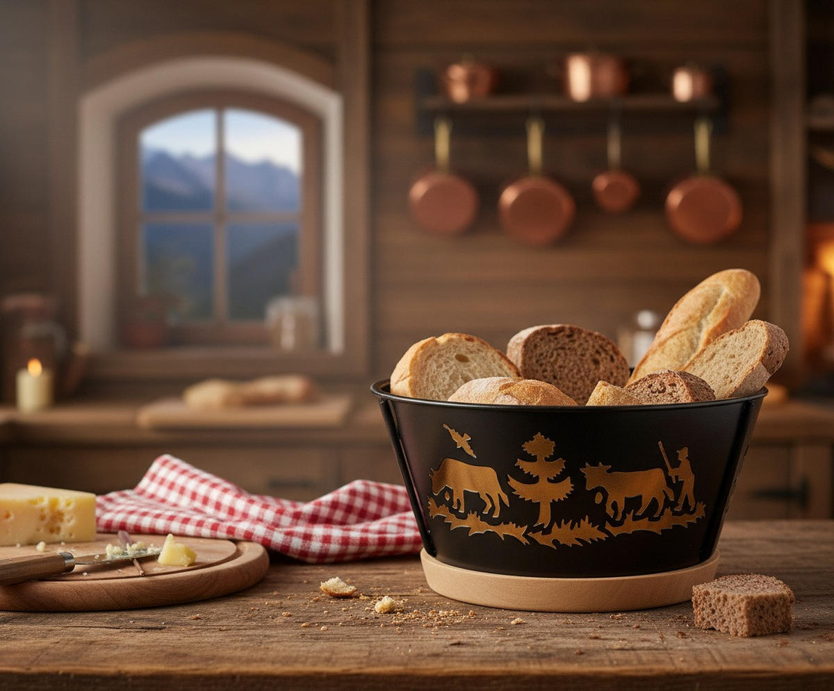 BROTKORB   - Hellbraun/Schwarz, Basics, Holz/Metall (20cm) - Heidi Cheese Line
