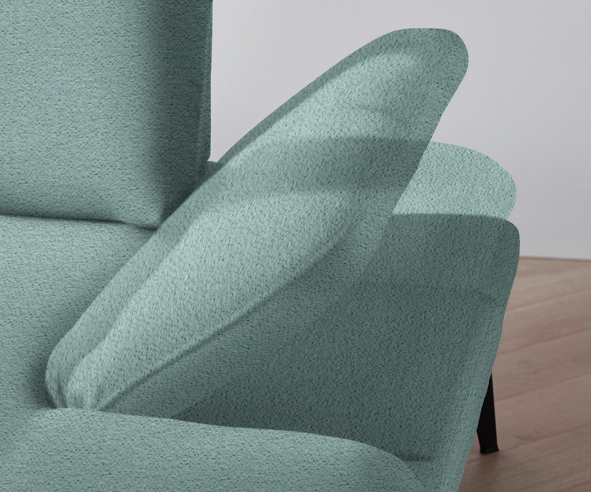 ECKSOFA in Webstoff Türkis  180/289 cm  - Türkis/Schwarz, Design, Textil/Metall (180/289cm) - Stylife