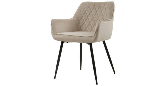 ARMLEHNSTUHL in Eisen Samt - Creme/Schwarz, Design, Holz/Textil (56/79/58cm) - Carryhome