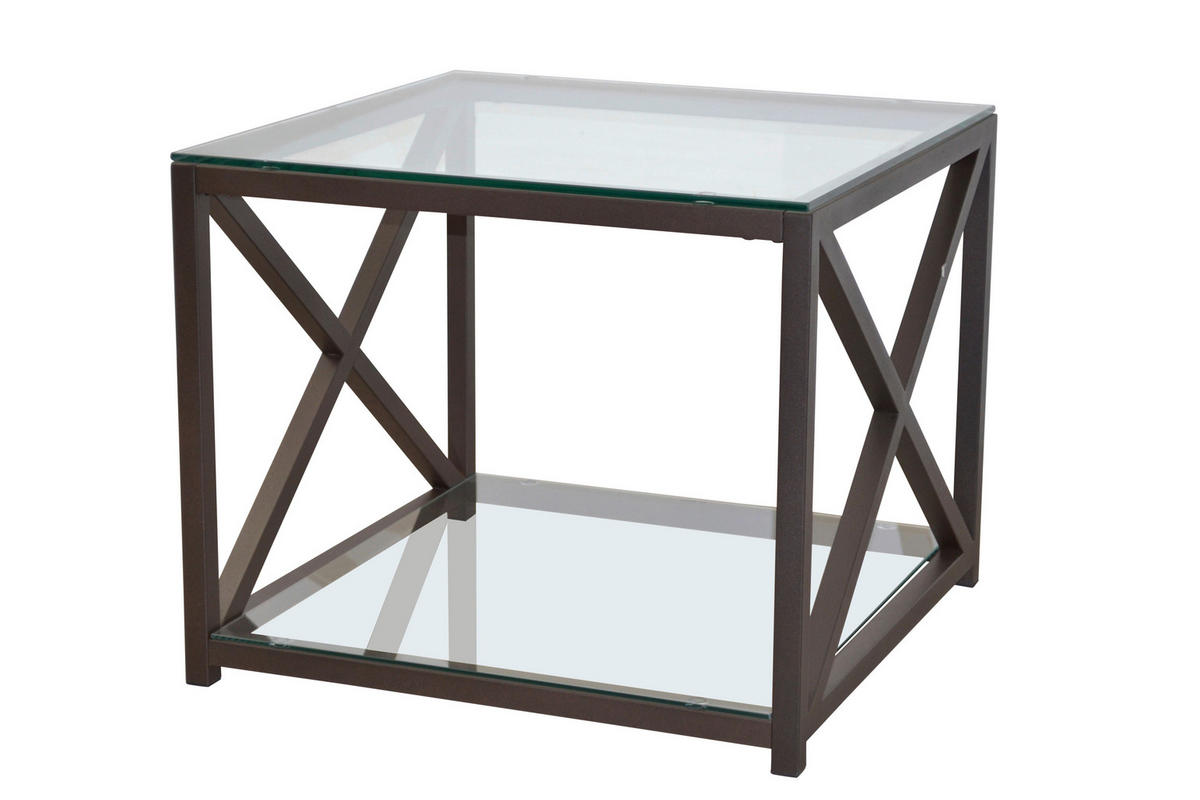 BEISTELLTISCH 60/60/50 cm Braun quadratisch  - Braun, Design, Glas/Metall (60/60/50cm) - MID.YOU