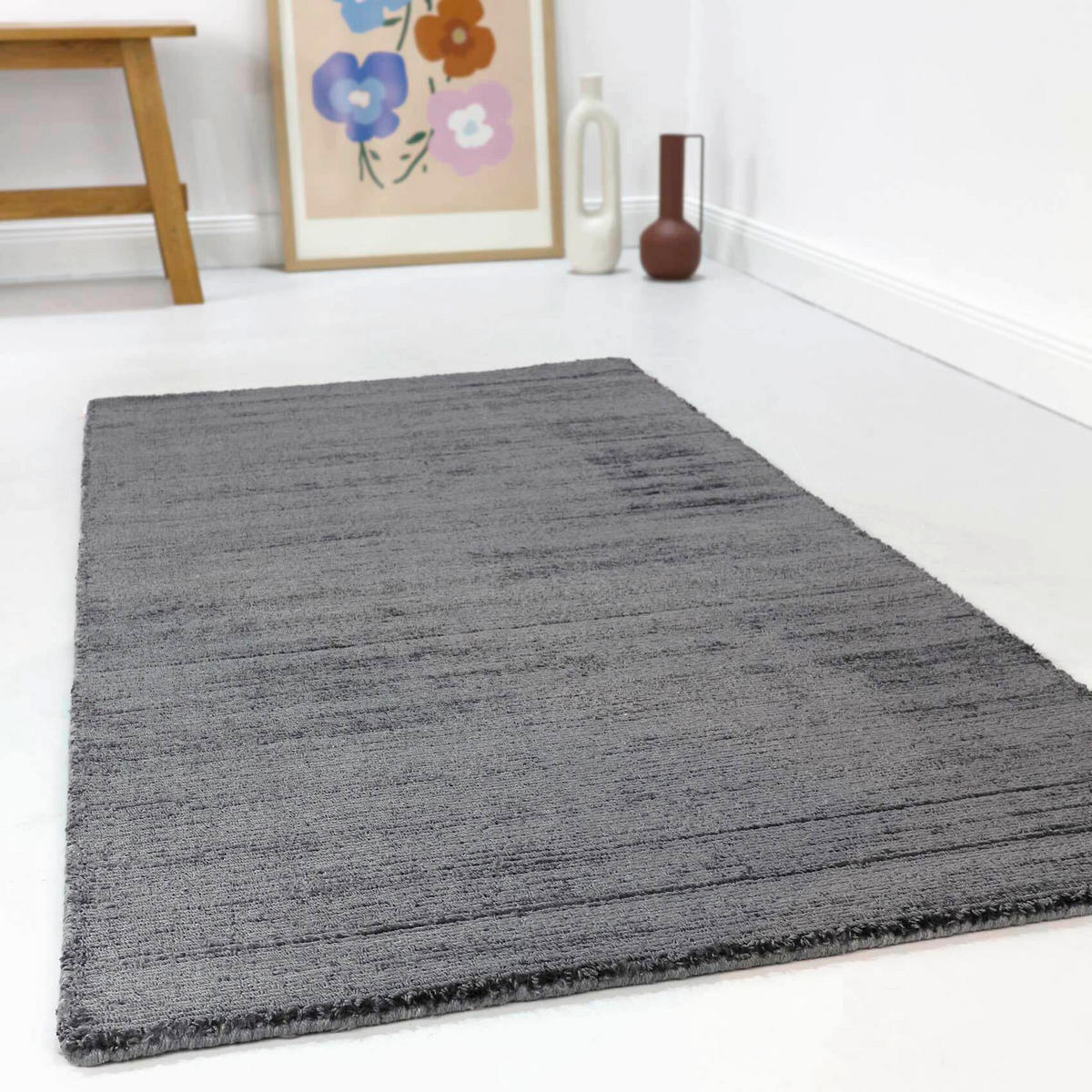 HANDWEBTEPPICH  Wohnzimmer 160/230 cm Gil Grau rechteckig  - Grau, KONVENTIONELL, Textil (160/230cm) - Esprit