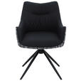 ARMLEHNSTUHL  Sitzfläche 360° drehbar, automatische Rückholfunktion Webstoff Echtleder  - Schwarz, MODERN, Leder/Textil (57/86,5/61,5cm) - Novel