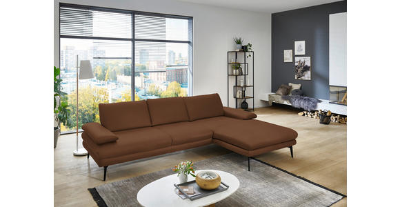 ECKSOFA in Echtleder Hellbraun  310/180 cm  - Hellbraun/Schwarz, Design, Leder/Metall (310/180cm) - Dieter Knoll