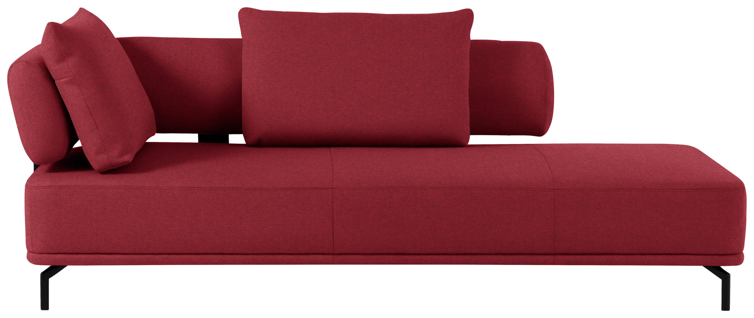 RÉCAMIERE in Flachgewebe Bordeaux - Bordeaux/Schwarz, Design, Textil/Metall (227/89/101cm) - Dieter Knoll