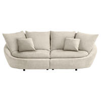 BIGSOFA MAUI Chenille Weiß, Beige  - Beige/Hellgrau, MODERN, Kunststoff/Textil (237/87/131cm) - Trendmanufaktur