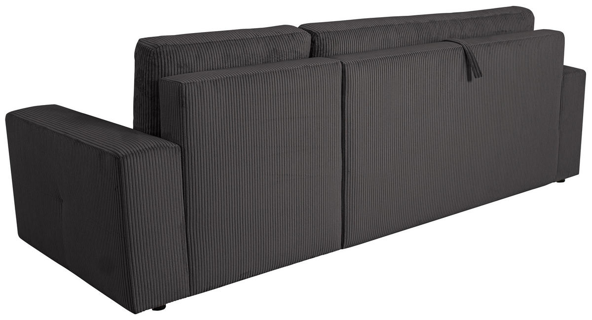 ECKSCHLAFSOFA  mit Cord Schieferfarben  - Schieferfarben/Schwarz, KONVENTIONELL, Textil (248/146cm) - Xora