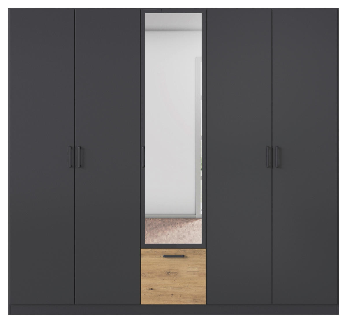 KLEIDERSCHRANK in Grau, Eiche Artisan  - Eiche Artisan/Grau, Basics, Holzwerkstoff/Metall (226/210/54cm) - Boxxx