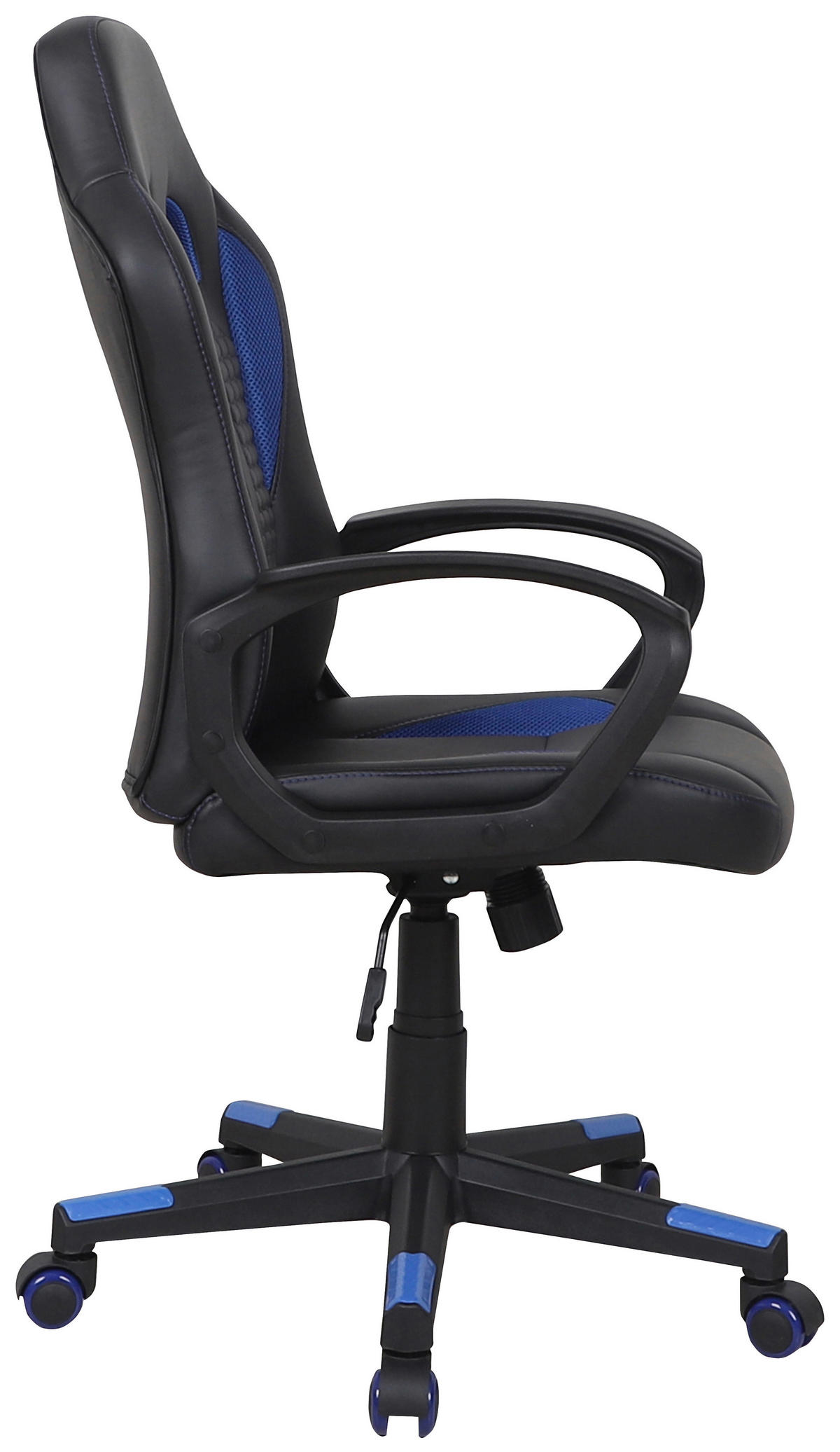GAMER SZÉK  bőrhatású textil, feszített neccháló kék, fekete  - fekete/kék, Basics, műanyag/textil (56/104-113/64cm) - Xora