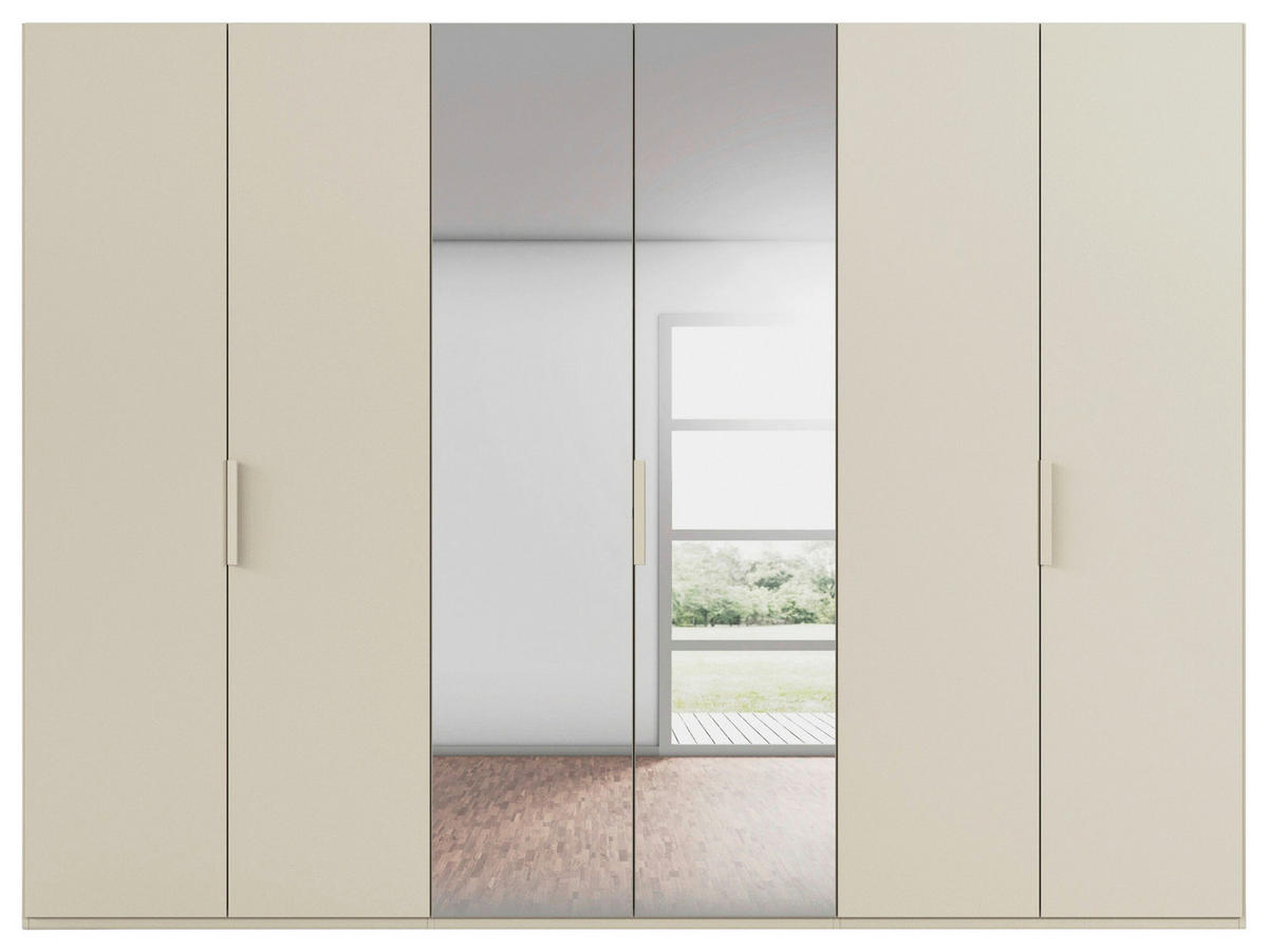 DREHTÜRENSCHRANK 301/223/61 cm,  in Champagner, 6-türig  - Champagner, Basics, Glas/Holzwerkstoff (301/223/61cm) - Novel