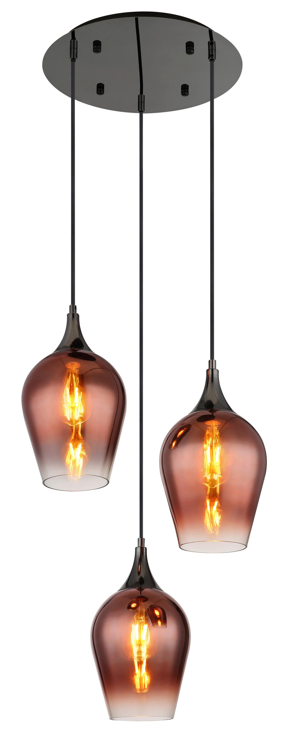 HÄNGELEUCHTE 45/120 cm    - Klar/Rot, Design, Glas/Textil (45/120cm) - Globo