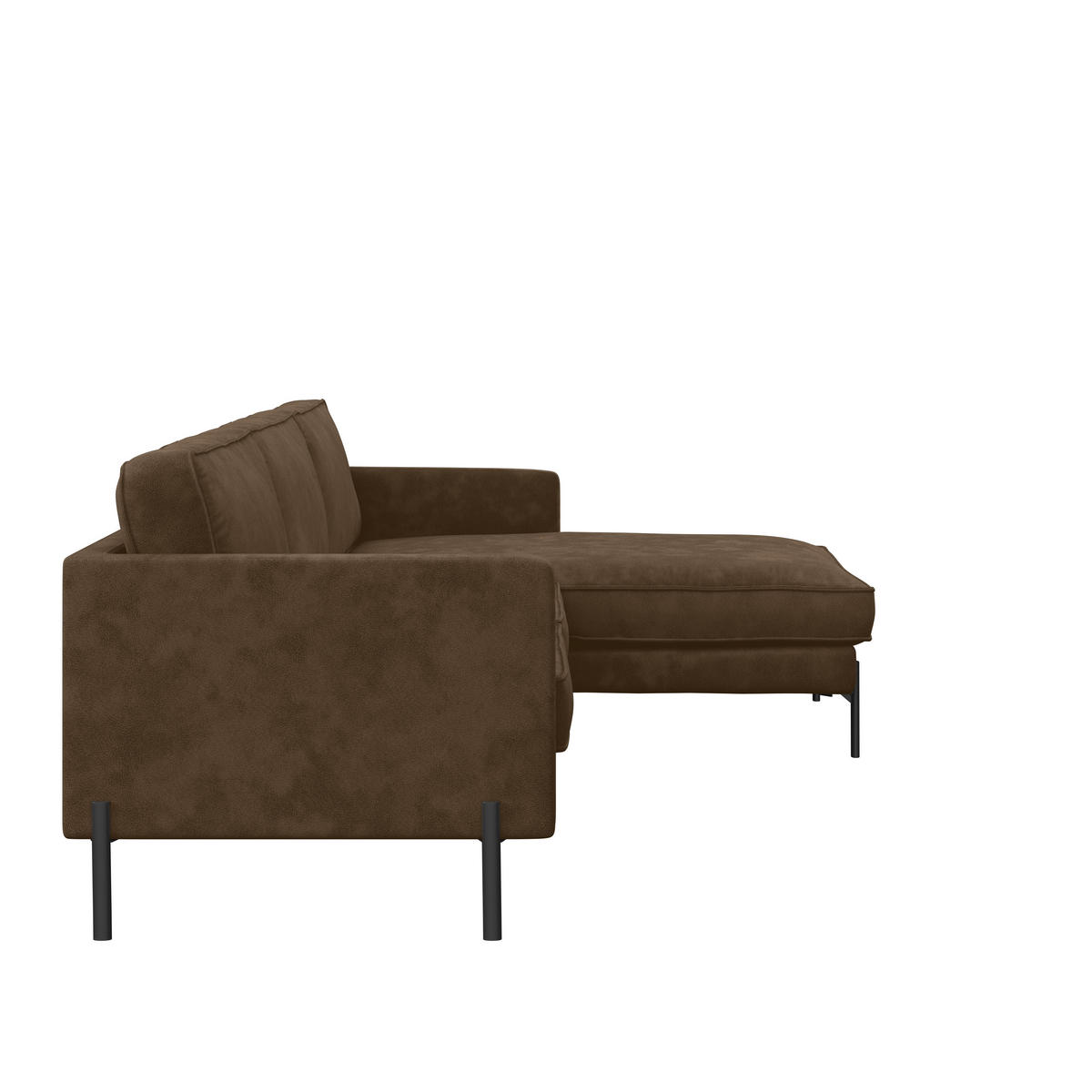 ECKSOFA in Flachgewebe Braun  - Schwarz/Braun, Trend, Textil/Metall (232/154cm) - Livetastic