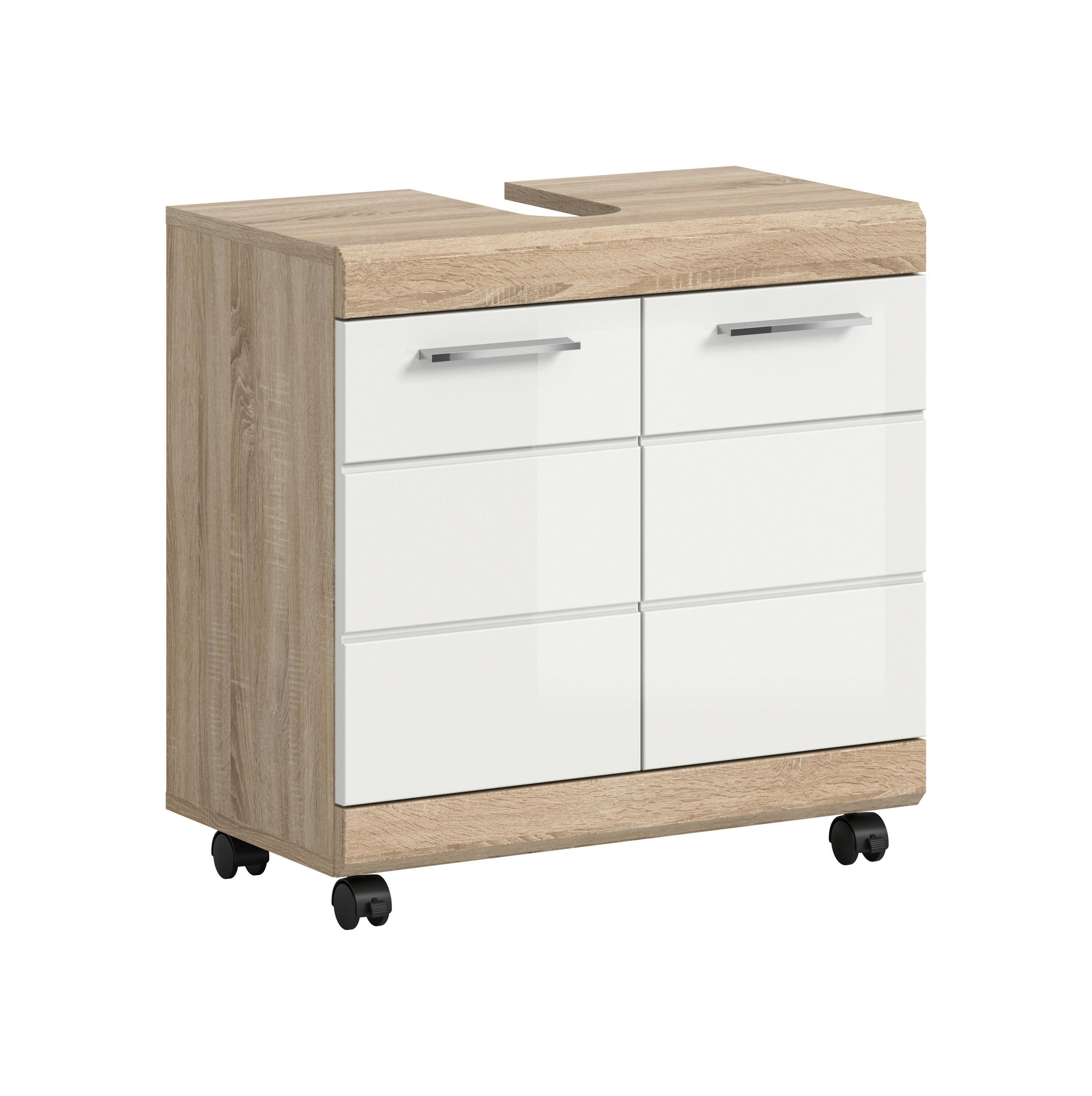 TVÄTTSTÄLLSUNDERSKÅP 60/60/34 cm  - Sonoma ek/vit högglans, Trend, trämaterial/plast (60/60/34cm) - MID.YOU