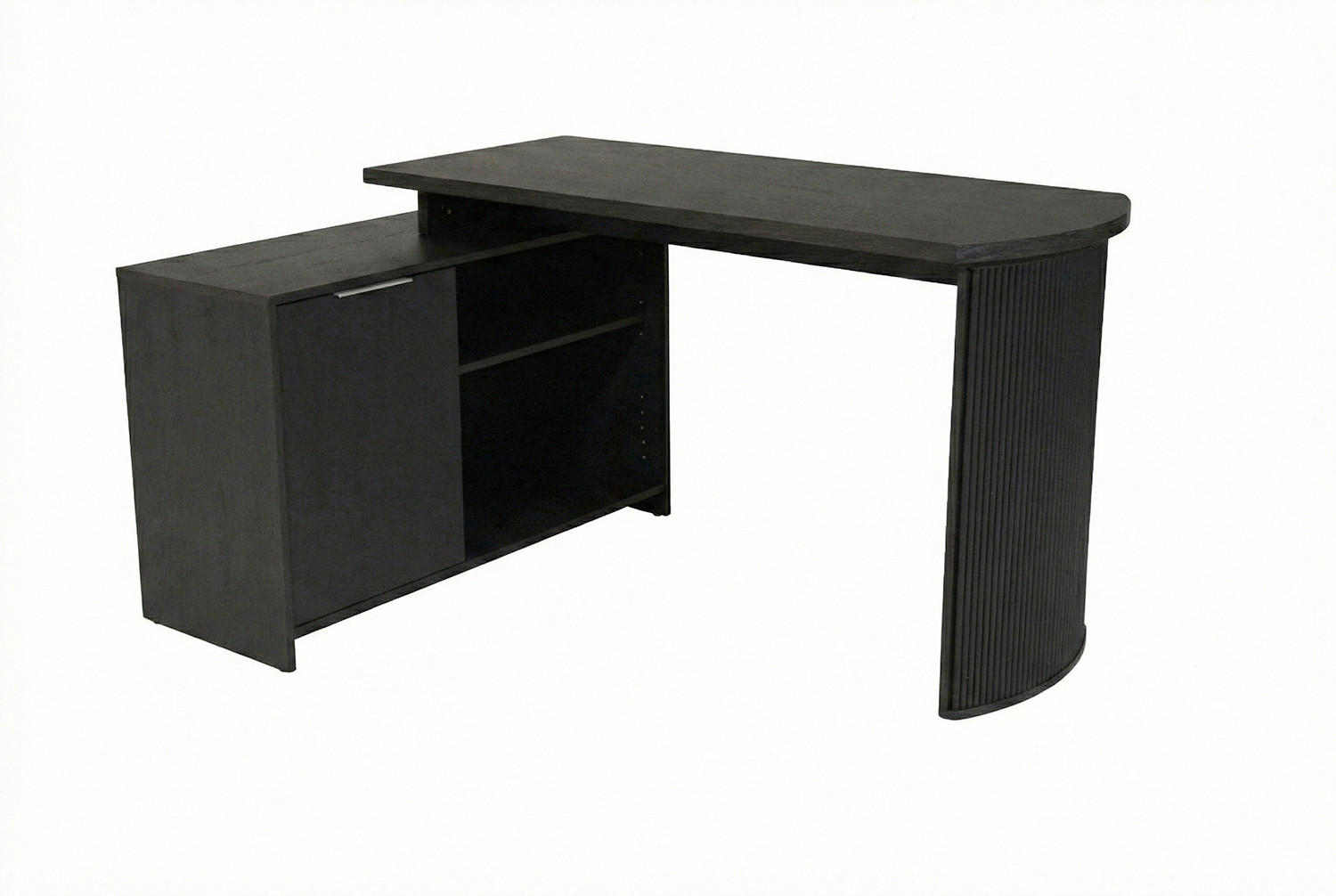 ECKSCHREIBTISCH 150/120/75 cm Schwarz, Eichefarben Kabeldurchlass, Stauraum, seitenverkehrt montierbar  - Eichefarben/Silberfarben, Modern, Holzwerkstoff/Metall (150/120/75cm) - MID.YOU