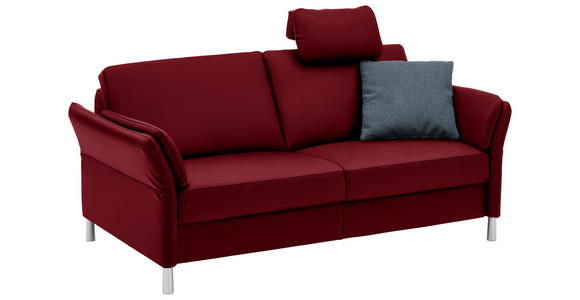 DREISITZER-SOFA in Echtleder Rot - Rot/Alufarben, Design, Leder/Metall (190/82/99cm) - Dieter Knoll