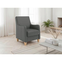KŘESLO, kůže, antracitová - barvy dubu/antracitová, Basics, dřevo/kůže (70/93/75cm) - Sit & More