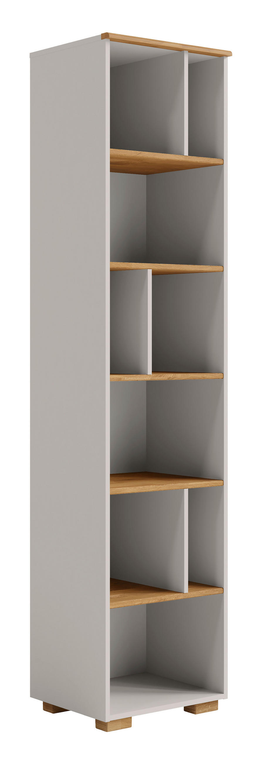 REGAL Eiche massiv Grau, Eichefarben  - Eichefarben/Grau, KONVENTIONELL, Holz/Holzwerkstoff (50/212/42cm) - Cantus