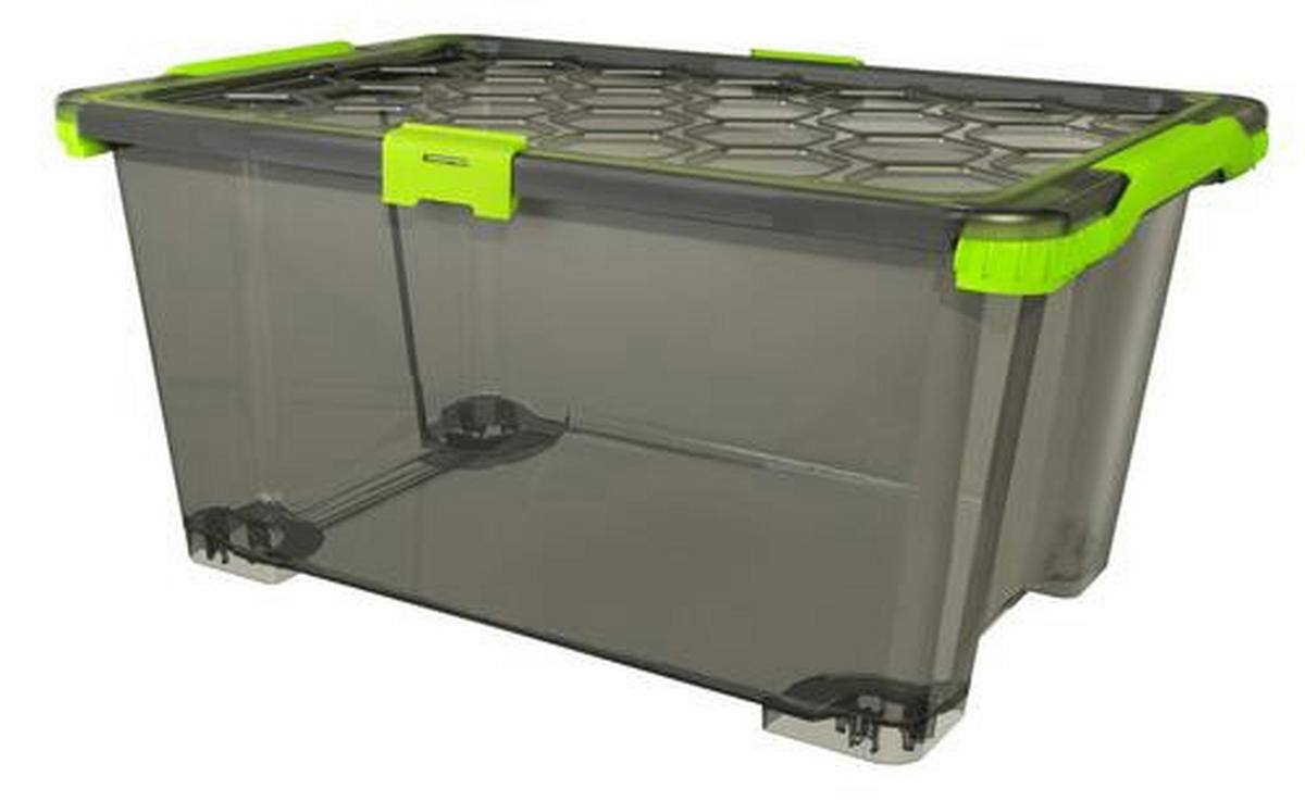 BOX MIT DECKEL EVO SAFE  - Anthrazit/Grün, Basics, Kunststoff (59/39,5/28cm) - Rotho
