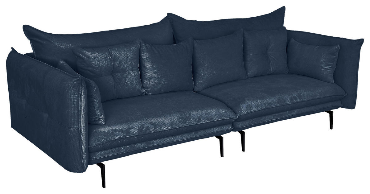 2-SITZER-SOFA in Cord Blau  - Blau/Schwarz, Design, Kunststoff/Textil (262/91/115cm) - MID.YOU
