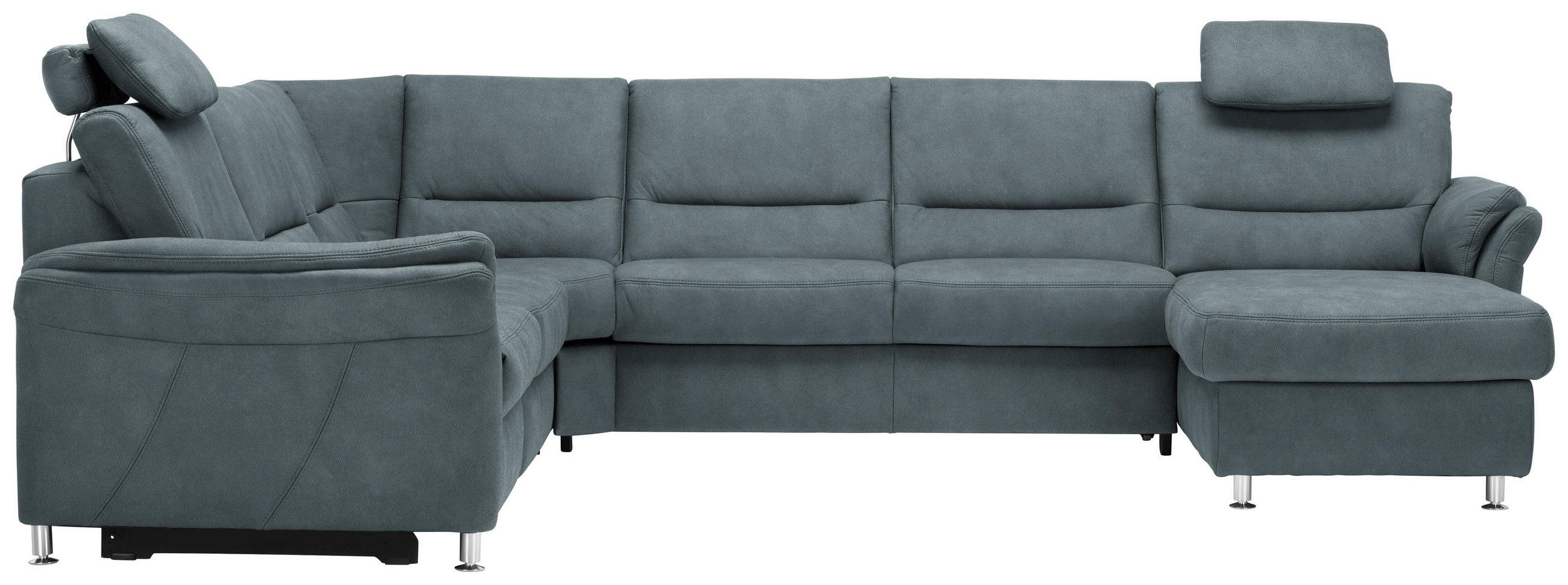 SOFFA i mikrofiber blågrå  - aluminiumfärg/blågrå, Klassisk, metall/textil (262/335/173cm) - Beldomo System