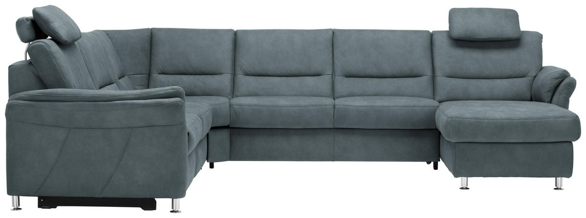 SOFFA i mikrofiber blågrå  - aluminiumfärg/blågrå, Klassisk, metall/textil (262/335/173cm) - Beldomo System