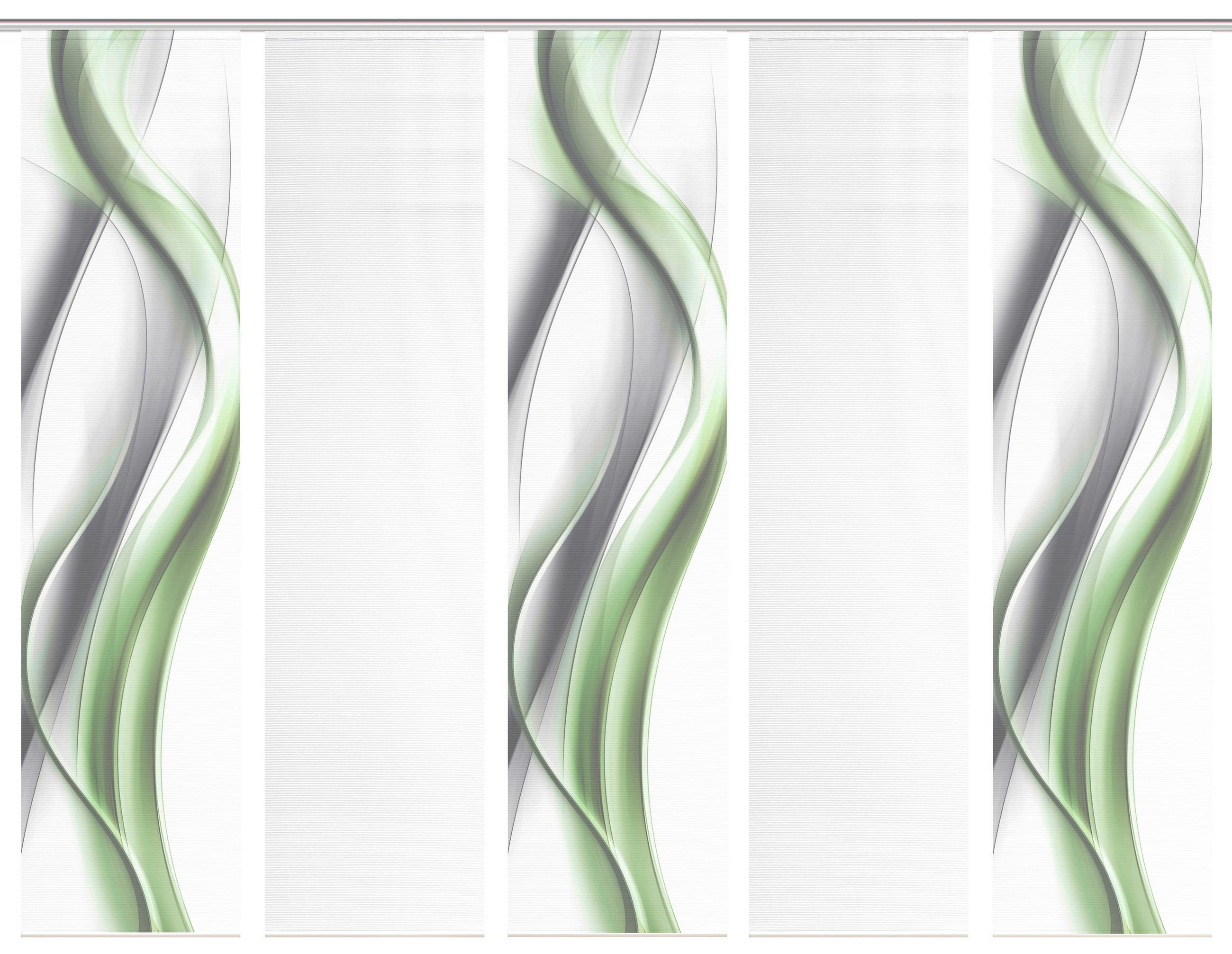 XXXLutz Flächenvorhang Cara Grau, Grün, Weiß 60x260 cm