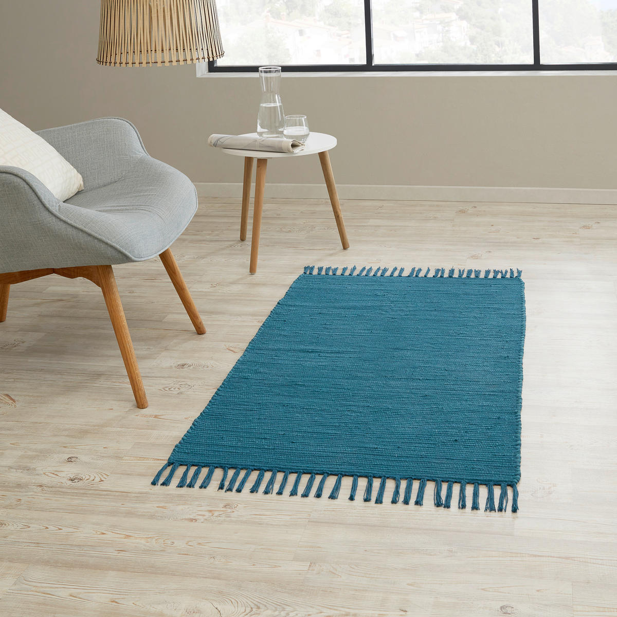 KÉZI SZÖVÉSŰ SZŐNYEG   - kék, Design, textil (70/120cm) - Boxxx