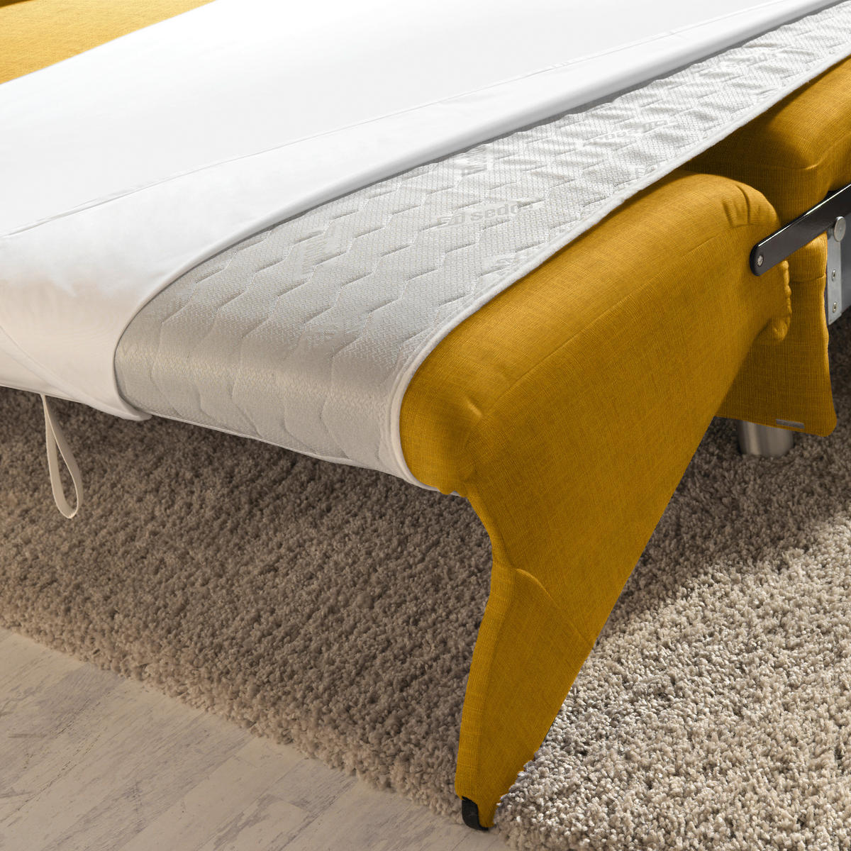 ECKSOFA in Chenille Gelb  208/227 cm  - Gelb/Alufarben, KONVENTIONELL, Textil/Metall (208/227cm) - Sedda