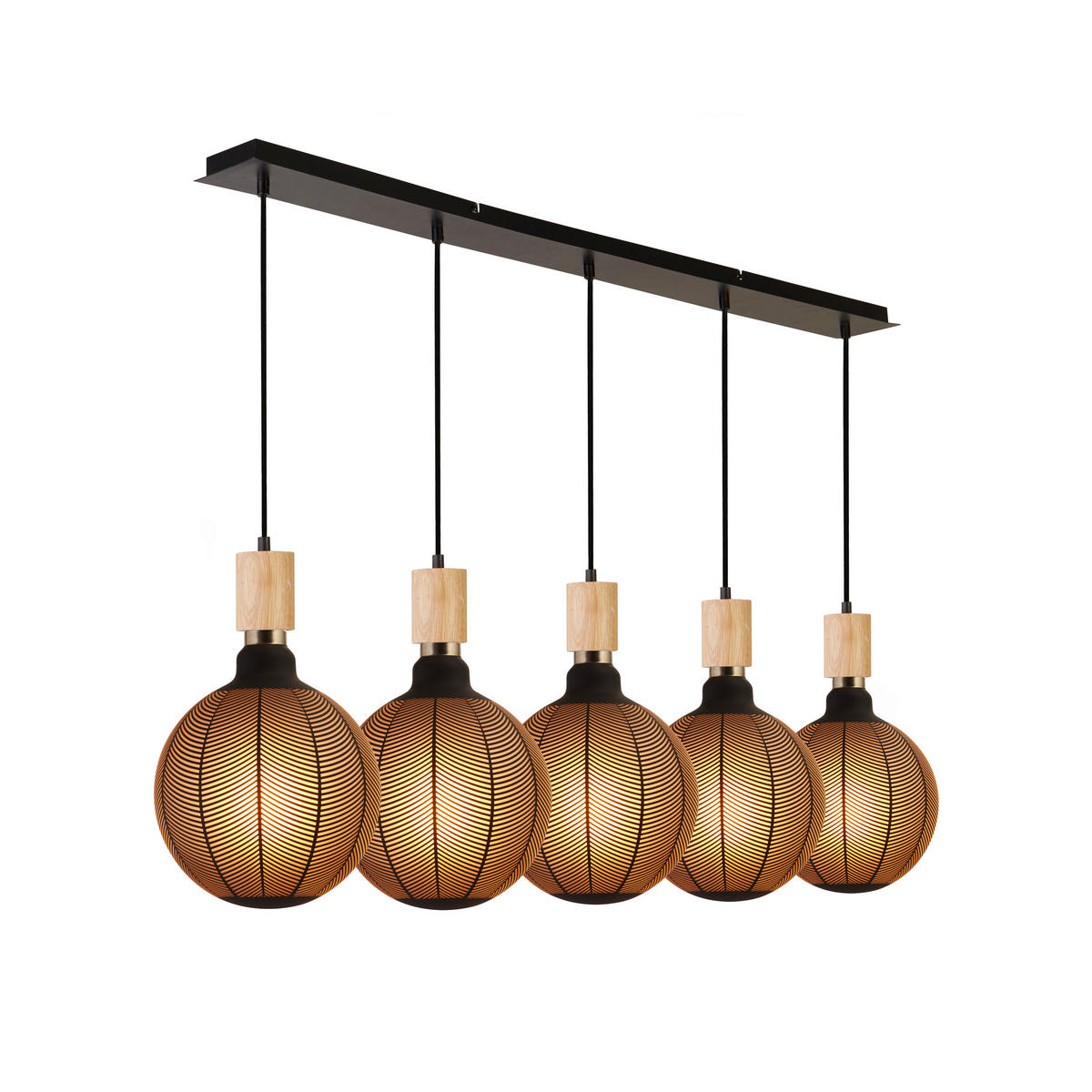 VISEČA SVETILKA  Spinny   10/9/115 cm        60 W E27 - črna/naravne barve, Natur, kovina/les (10/9/115cm)