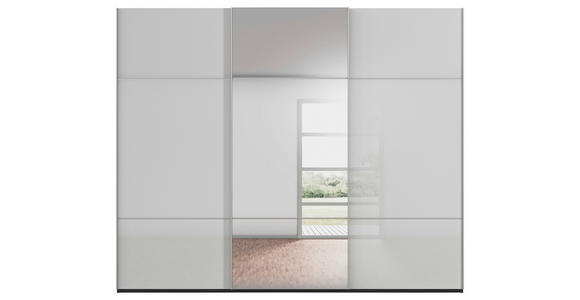 SCHWEBETÜRENSCHRANK 271/223/68 cm 3-türig Grau, Schwarz  - Alufarben/Schwarz, KONVENTIONELL, Glas/Holzwerkstoff (271/223/68cm) - Novel