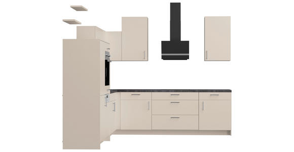 ECKKÜCHE 289/278 cm  in Magnolie  - Edelstahlfarben/Magnolie, Design, Holzwerkstoff/Metall (289/278cm) - Xora