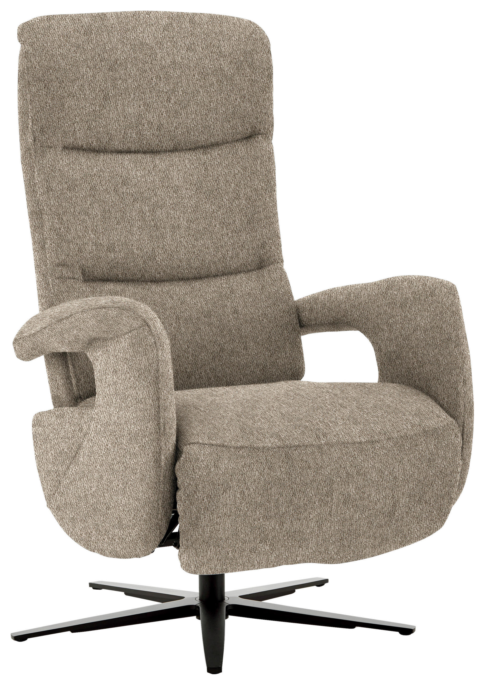 RELAXSESSEL in Textil Hellbraun  - Hellbraun/Schwarz, Design, Textil/Metall (71/112/83cm) - Beldomo Style