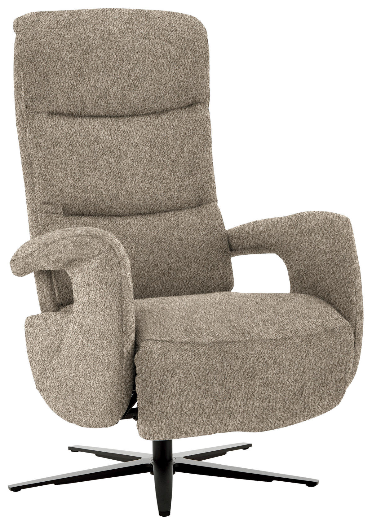 RELAXSESSEL in Textil Hellbraun  - Hellbraun/Schwarz, Design, Textil/Metall (71/112/83cm) - Beldomo Style