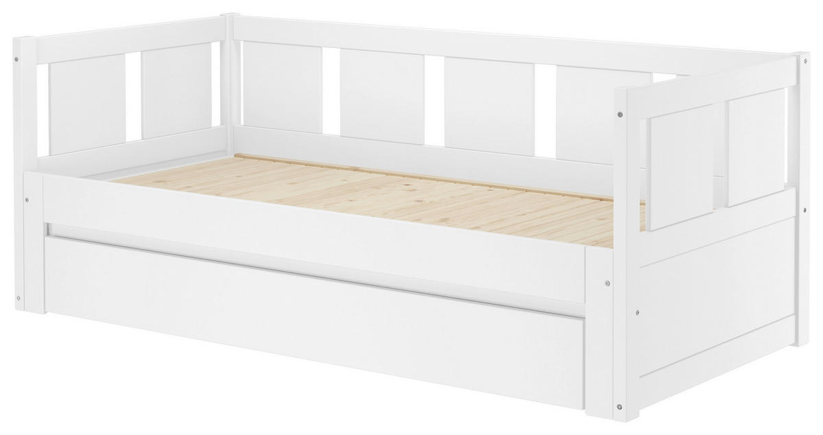 VÝSUVNÁ POSTEĽ, 90-180/200 cm biela - biela/prírodná farba, Konventionell, drevo (90-180/200cm) - Carryhome