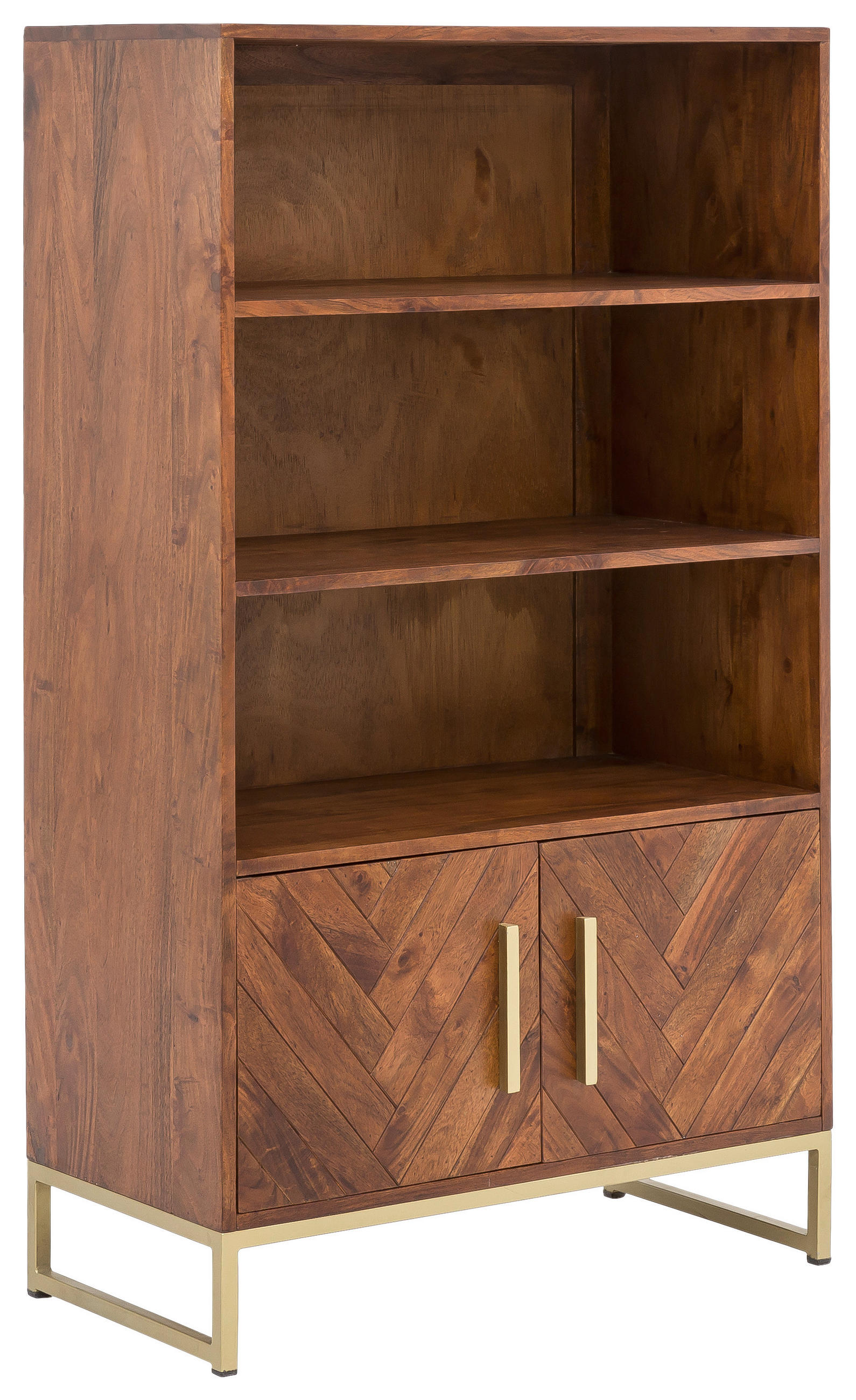 REGAL  80/180/39 cm Goldfarben, Dunkelbraun  - Dunkelbraun/Goldfarben, Trend, Holz/Metall (80/180/39cm) - home24