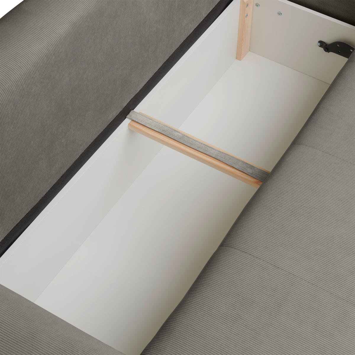 ECKSOFA inkl. Funktionen Hellgrau Cord  - Hellgrau/Schwarz, Design, Kunststoff/Textil (265/182cm) - Stylife