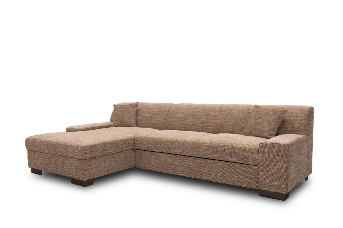 ECKSOFA Braun, Beige Webstoff  - Wengefarben/Beige, Design, Holz/Textil (153/268cm) - MID.YOU
