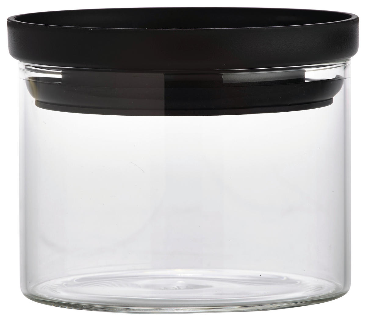 RECIPIENT DEPOZITARE ALIMENTE  0,4 l  - străveziu/negru, Basics, plastic/sticlă (9,5/7cm) - Homeware Profession.