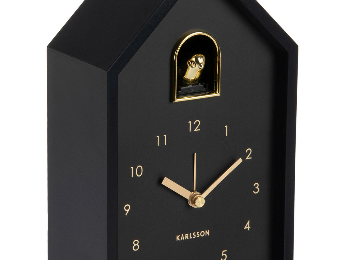 WECKER Modern Cuckoo Schwarz  - Schwarz, Basics, Kunststoff (6/12/20cm) - Karlsson