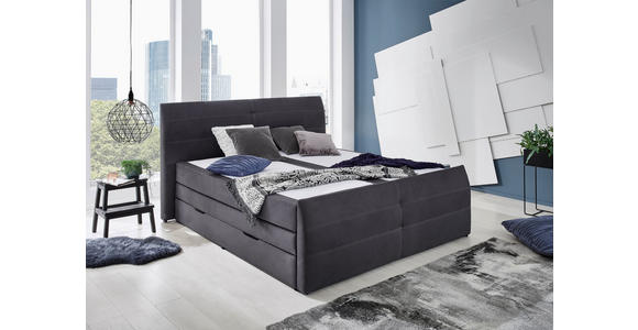 BOXSPRINGBETT 180/200 cm  in Anthrazit  - Anthrazit/Schwarz, KONVENTIONELL, Kunststoff/Textil (180/200cm) - Xora