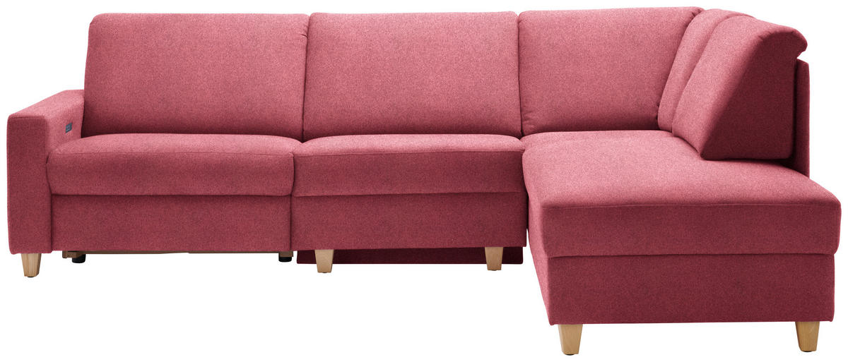 ECKSOFA in Flachgewebe Bordeaux  261/203 cm  - Eichefarben/Bordeaux, KONVENTIONELL, Holz/Textil (261/203cm) - Sedda