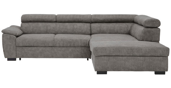 ECKSOFA in Lederlook Grau  - Schwarz/Grau, Design, Kunststoff/Textil (263/230cm) - Hom`in