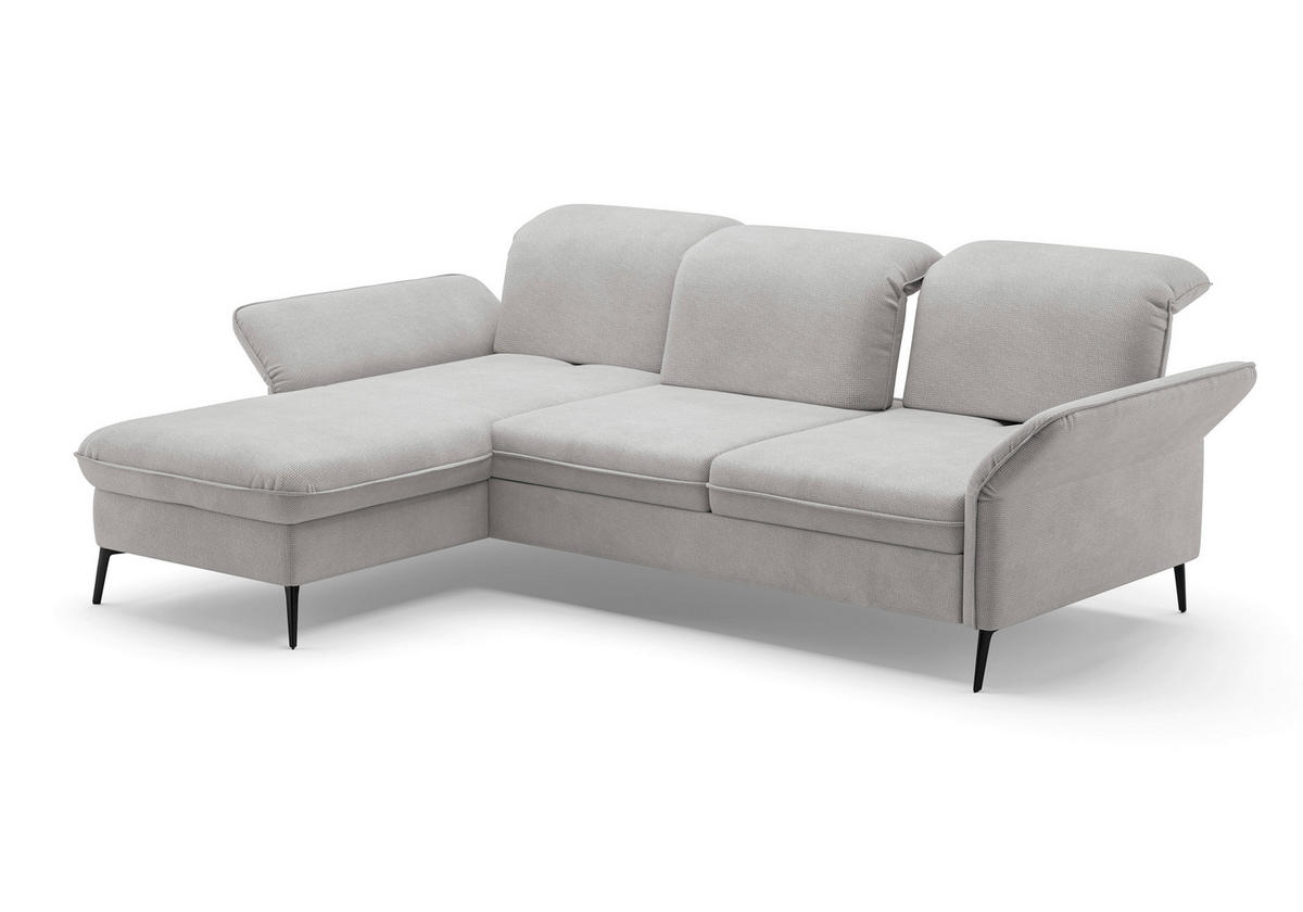 ECKSOFA in Flachgewebe Silberfarben  - Silberfarben/Schwarz, Konventionell, Textil/Metall (198/264cm) - Sit & More