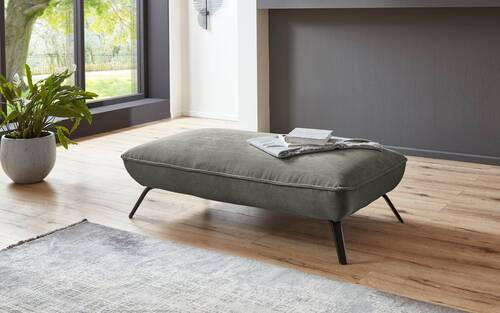 HOCKER Cord Olivgrün  - Schwarz/Olivgrün, Design, Textil/Metall (142/43/80cm) - Moderano