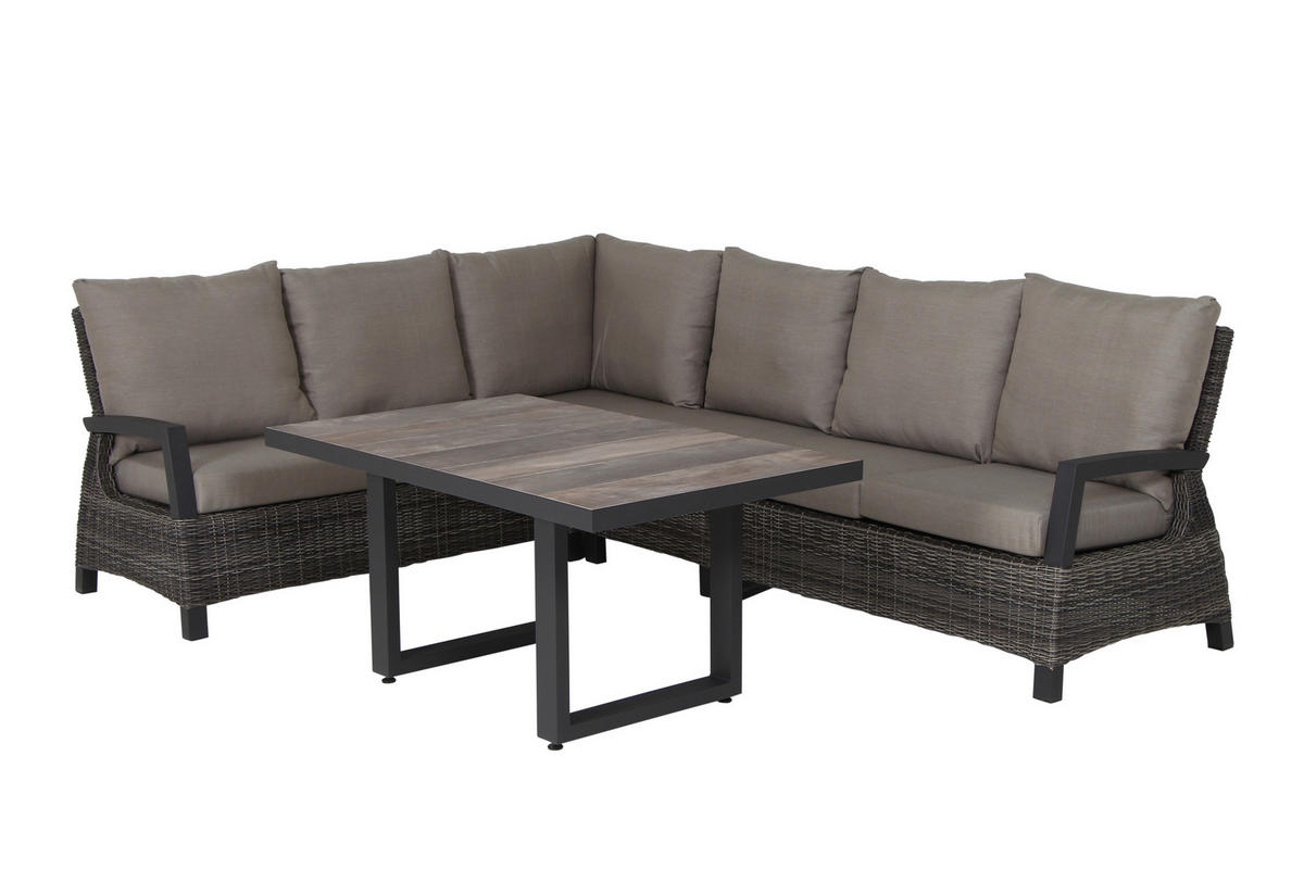 LOUNGEGARNITUR 5-teilig   302/88/219 cm Aluminium  - Grau, Basics, Keramik/Kunststoff (302/88/219cm) - Siena Garden