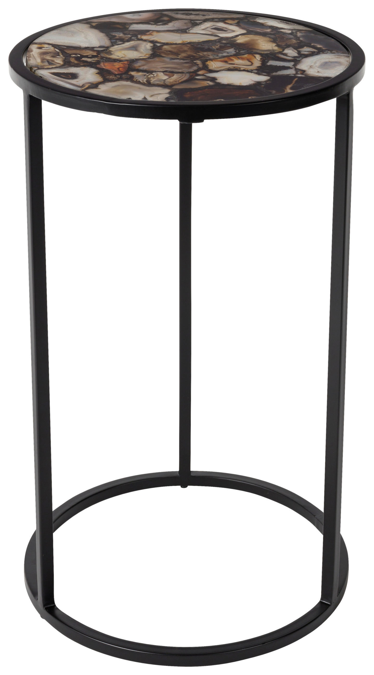 Beistelltisch in Metall, Stein 30,5/30,5/51 cm