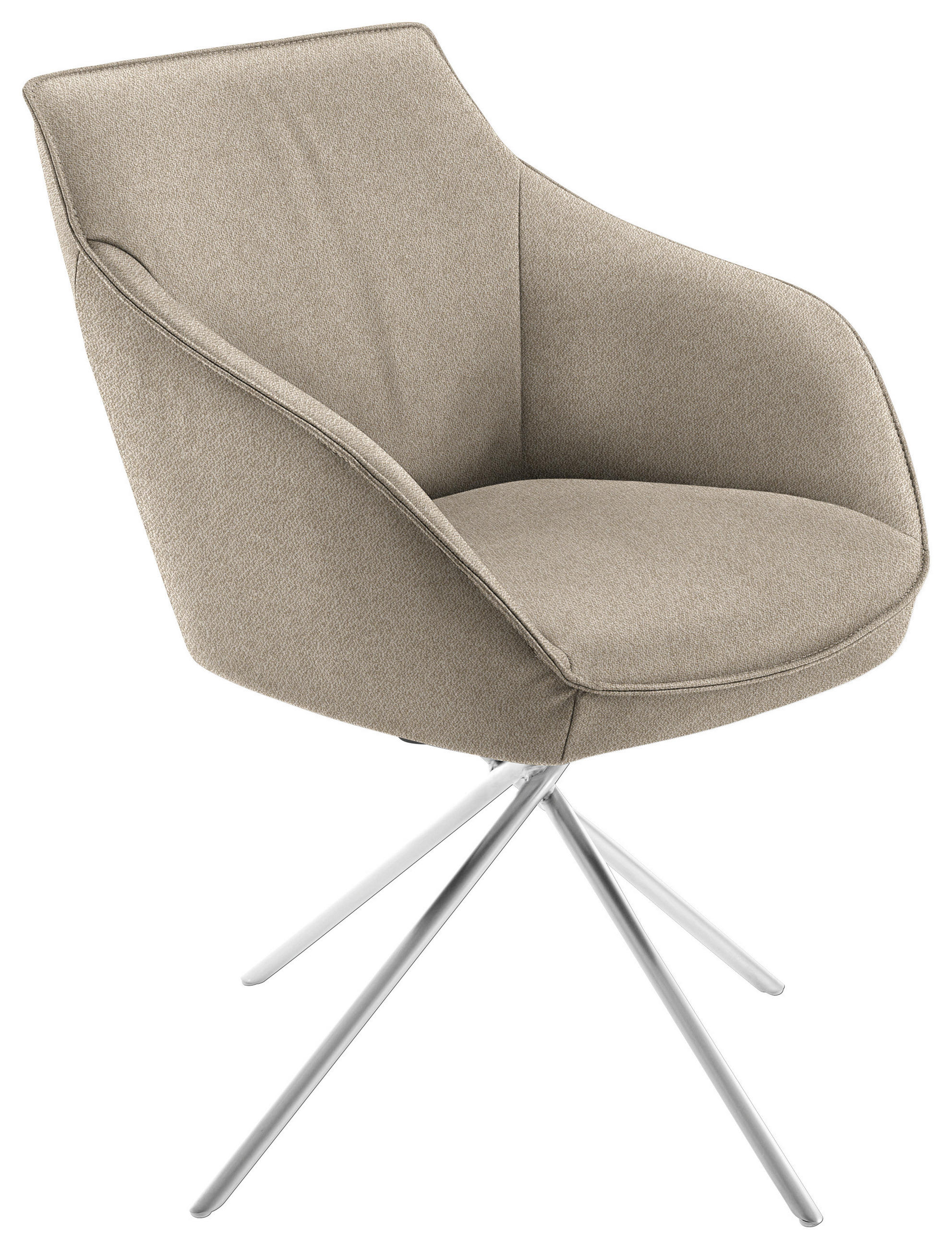 ARMLEHNSTUHL  in Nickel Flachgewebe  - Edelstahlfarben/Beige, Design, Textil/Metall (60/84/67cm) - Koinor